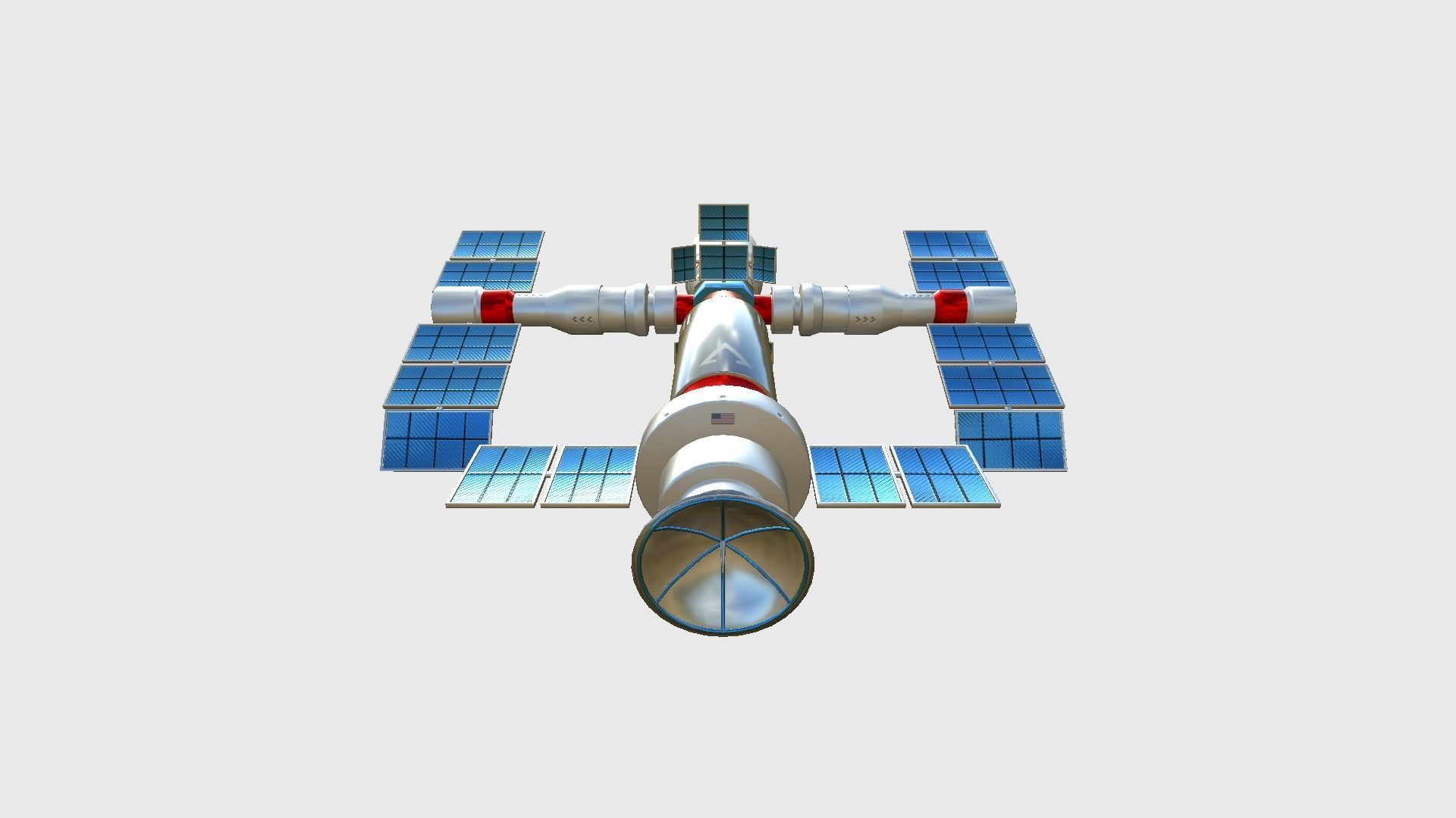 Satellite F09 USA - SciFi Space Design Low-poly 3D model_1
