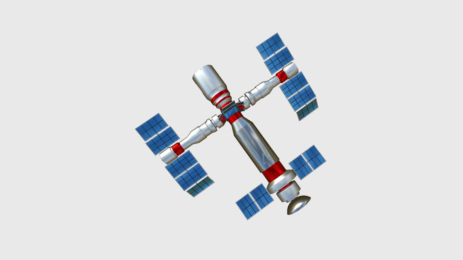 Satellite F09 USA - SciFi Space Design Low-poly 3D model_2