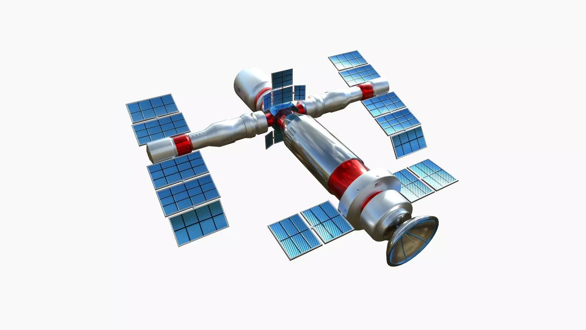 Satellite F09 USA - SciFi Space Design Low-poly 3D model_0