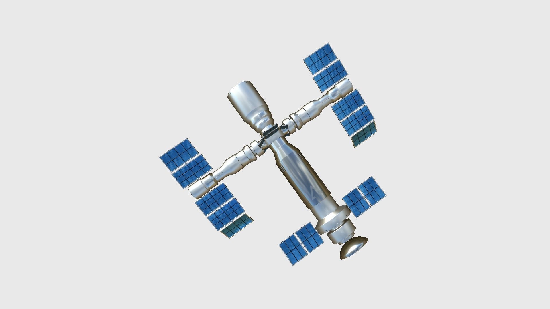 Satellite F08 Aluminum - SciFi Space Design Low-poly 3D model_2