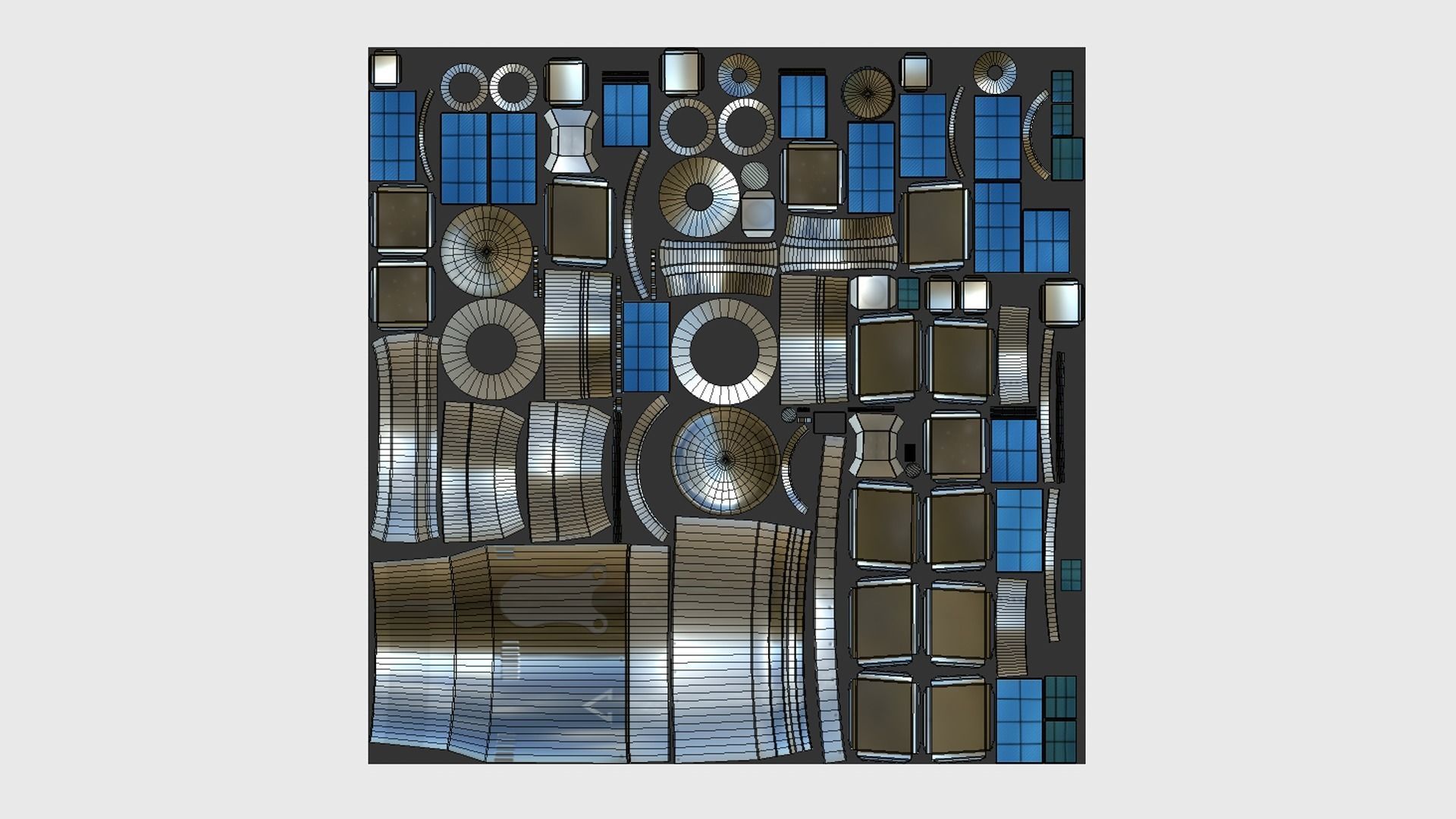 Satellite F08 Aluminum - SciFi Space Design Low-poly 3D model_5