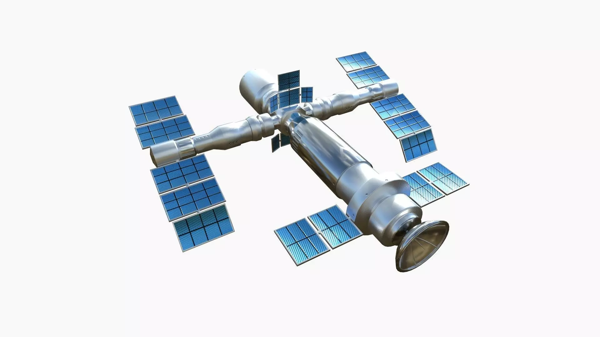 Satellite F08 Aluminum - SciFi Space Design Low-poly 3D model_0