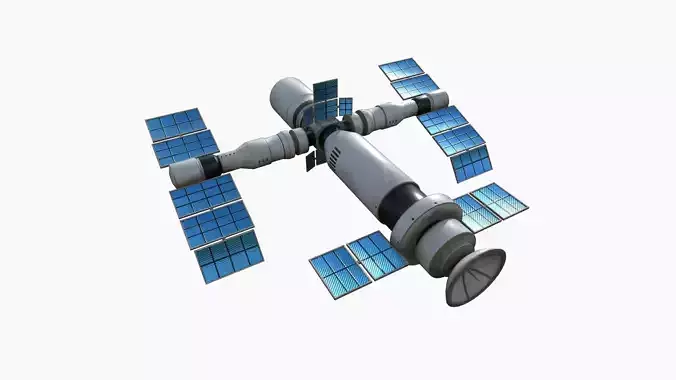 Satellite F07 Dirty Blue - SciFi Space Design Low-poly 3D model