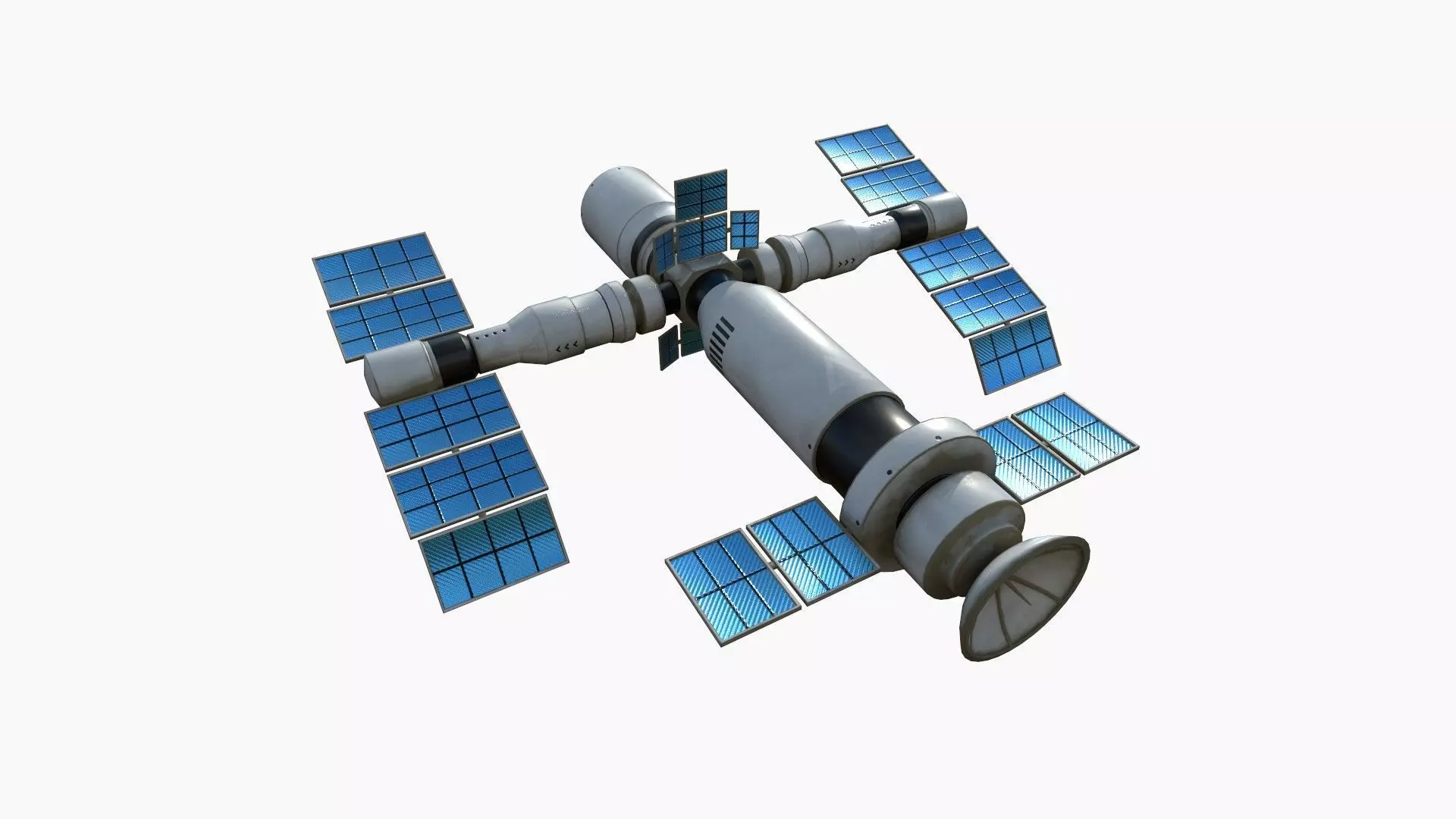 Satellite F07 Dirty Blue - SciFi Space Design Low-poly 3D model_0