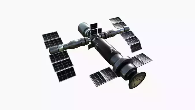 Satellite F06 Steel Black - SciFi Space Design Low-poly 3D model