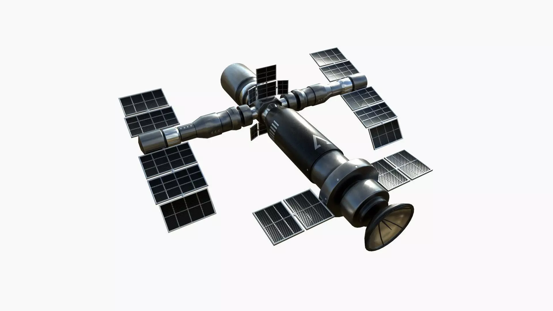 Satellite F06 Steel Black - SciFi Space Design Low-poly 3D model_0