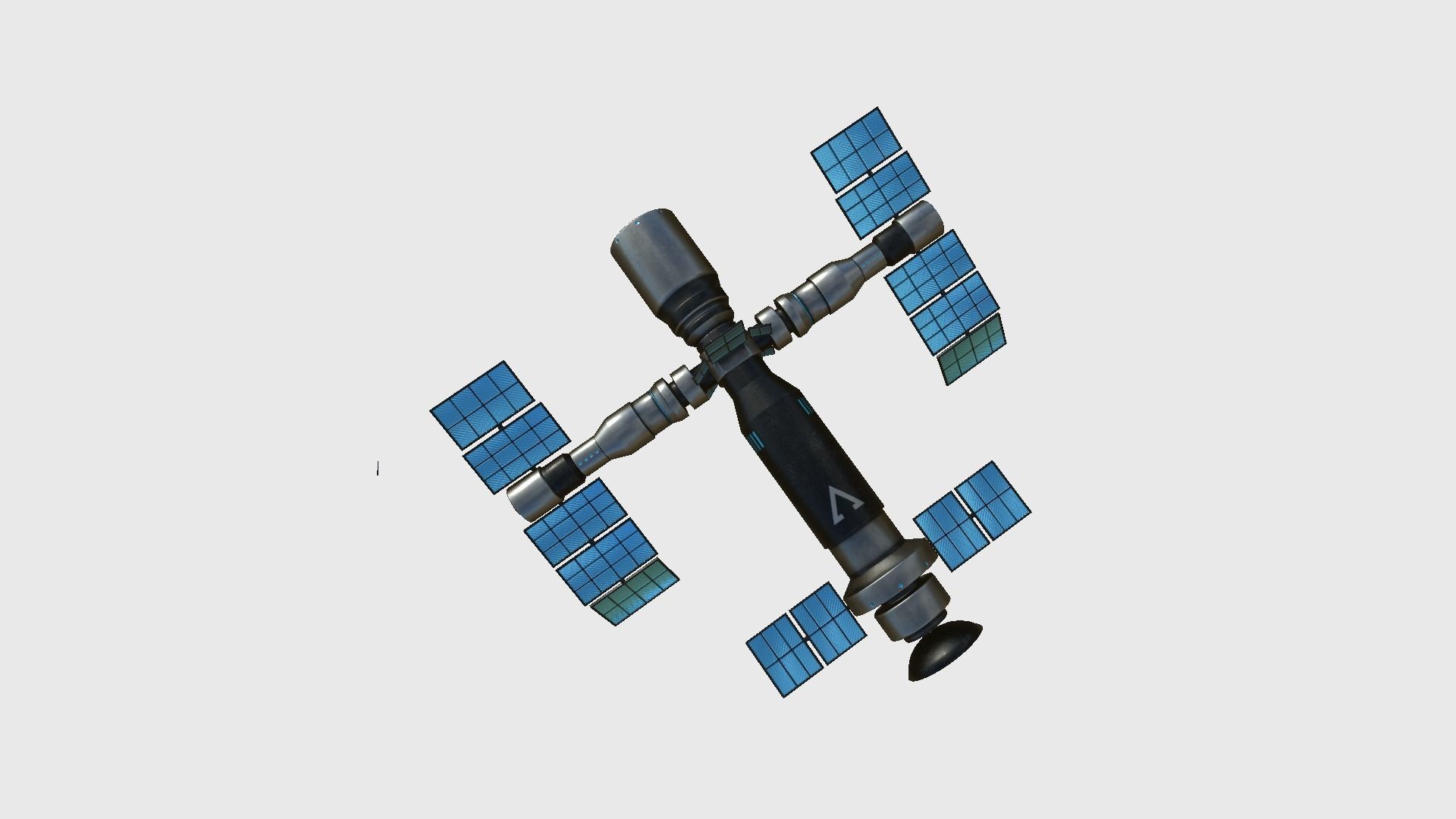 Satellite F05 Steel Blue - SciFi Space Design Low-poly 3D model_2