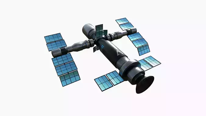 Satellite F05 Steel Blue - SciFi Space Design Low-poly 3D model