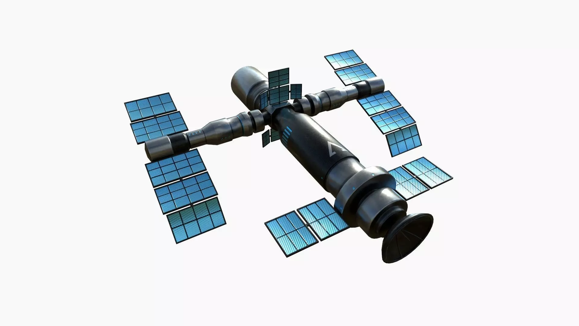 Satellite F05 Steel Blue - SciFi Space Design Low-poly 3D model_0