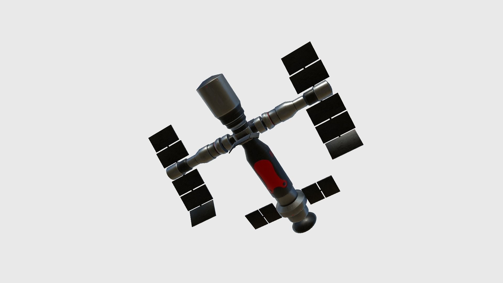 Satellite F04 Steel Red - SciFi Space Design Low-poly 3D model_3