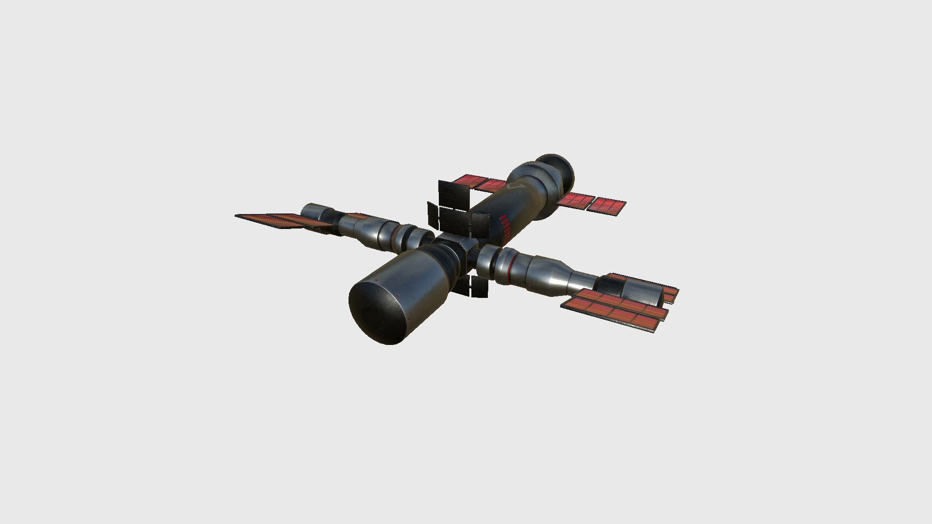 Satellite F04 Steel Red - SciFi Space Design Low-poly 3D model_4