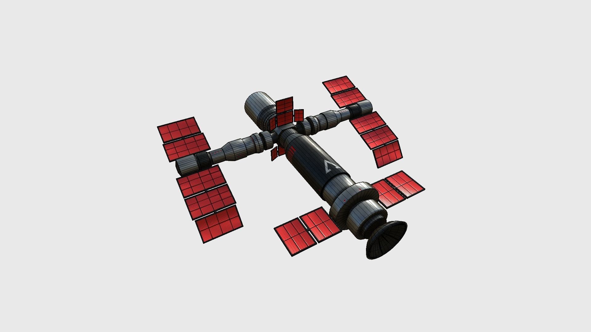 Satellite F04 Steel Red - SciFi Space Design Low-poly 3D model_6