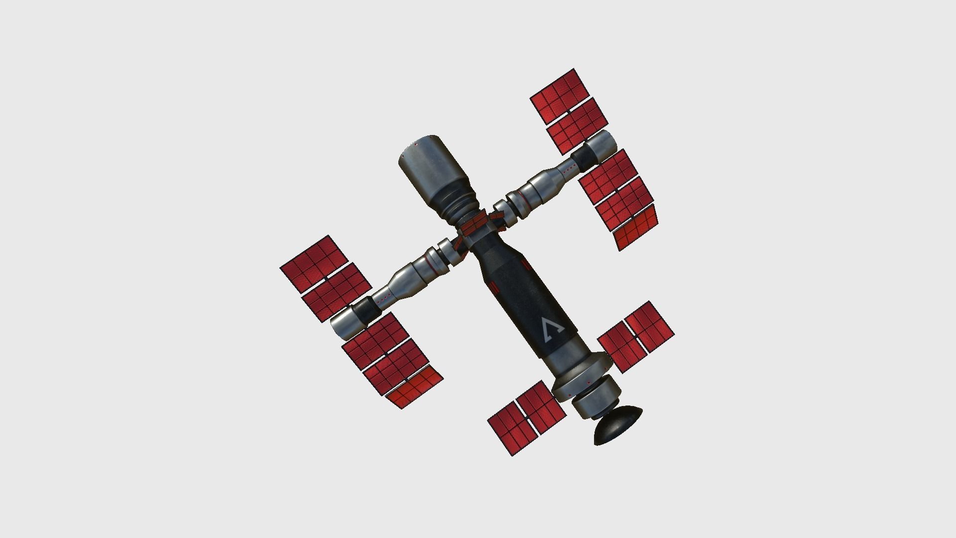 Satellite F04 Steel Red - SciFi Space Design Low-poly 3D model_2