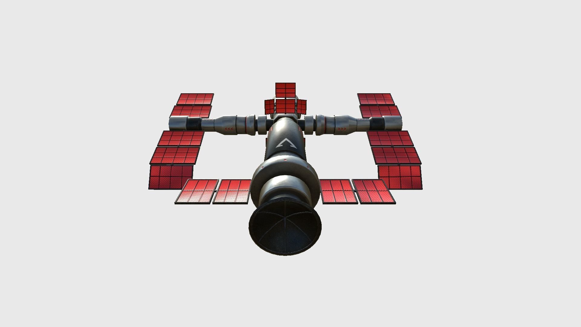 Satellite F04 Steel Red - SciFi Space Design Low-poly 3D model_1
