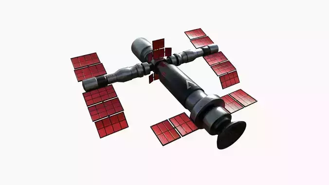 Satellite F04 Steel Red - SciFi Space Design Low-poly 3D model