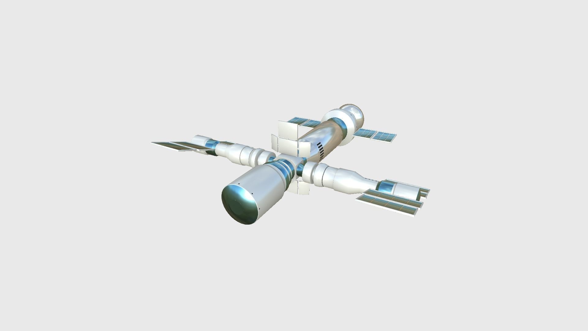 Satellite F03 White Blue - SciFi Space Design Low-poly 3D model_4