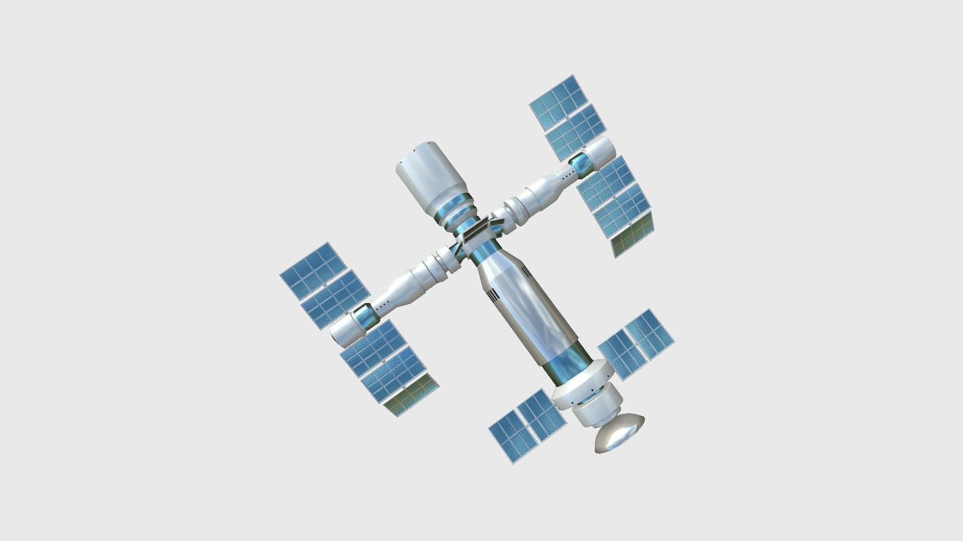 Satellite F03 White Blue - SciFi Space Design Low-poly 3D model_2