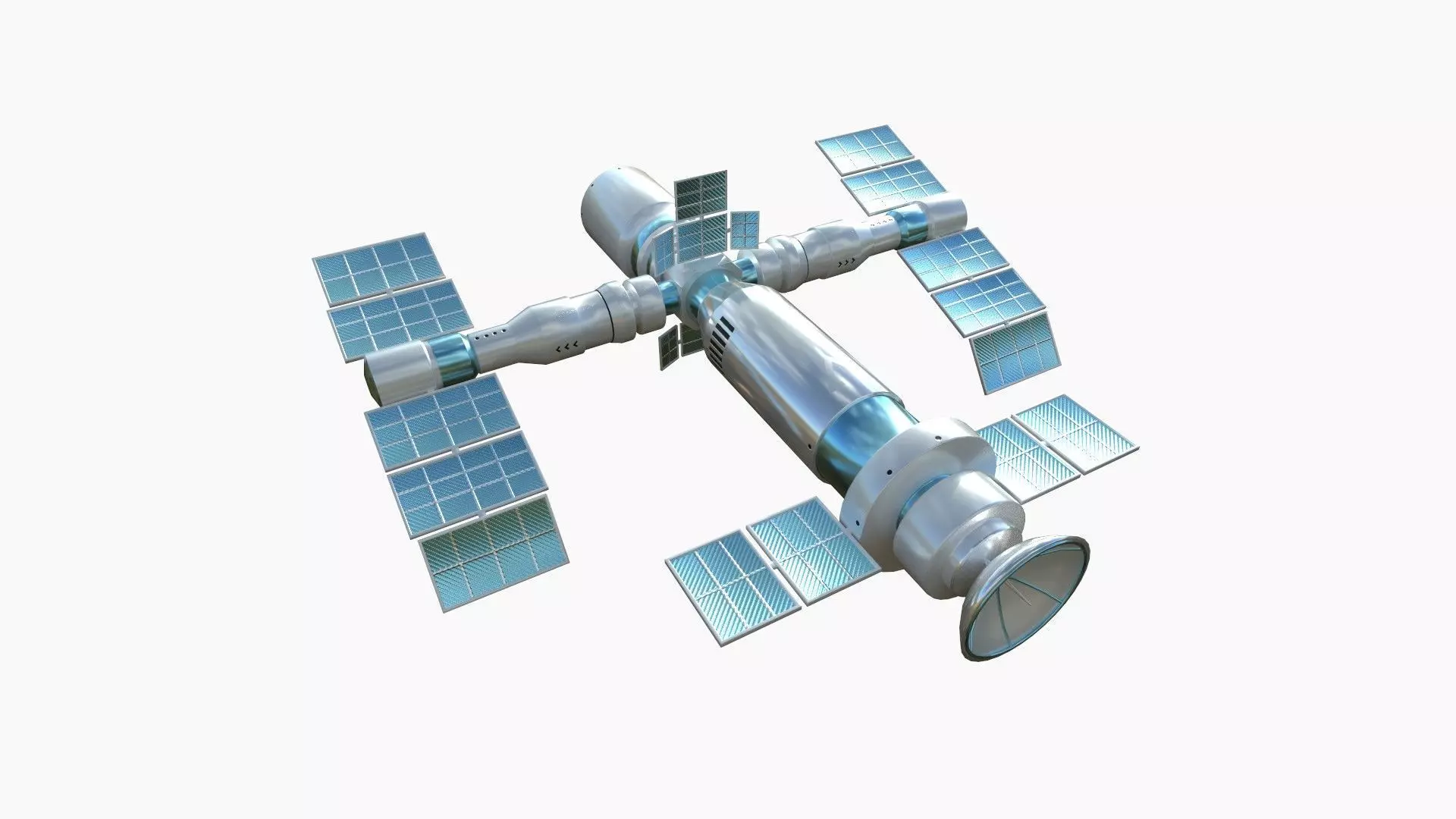 Satellite F03 White Blue - SciFi Space Design Low-poly 3D model_0