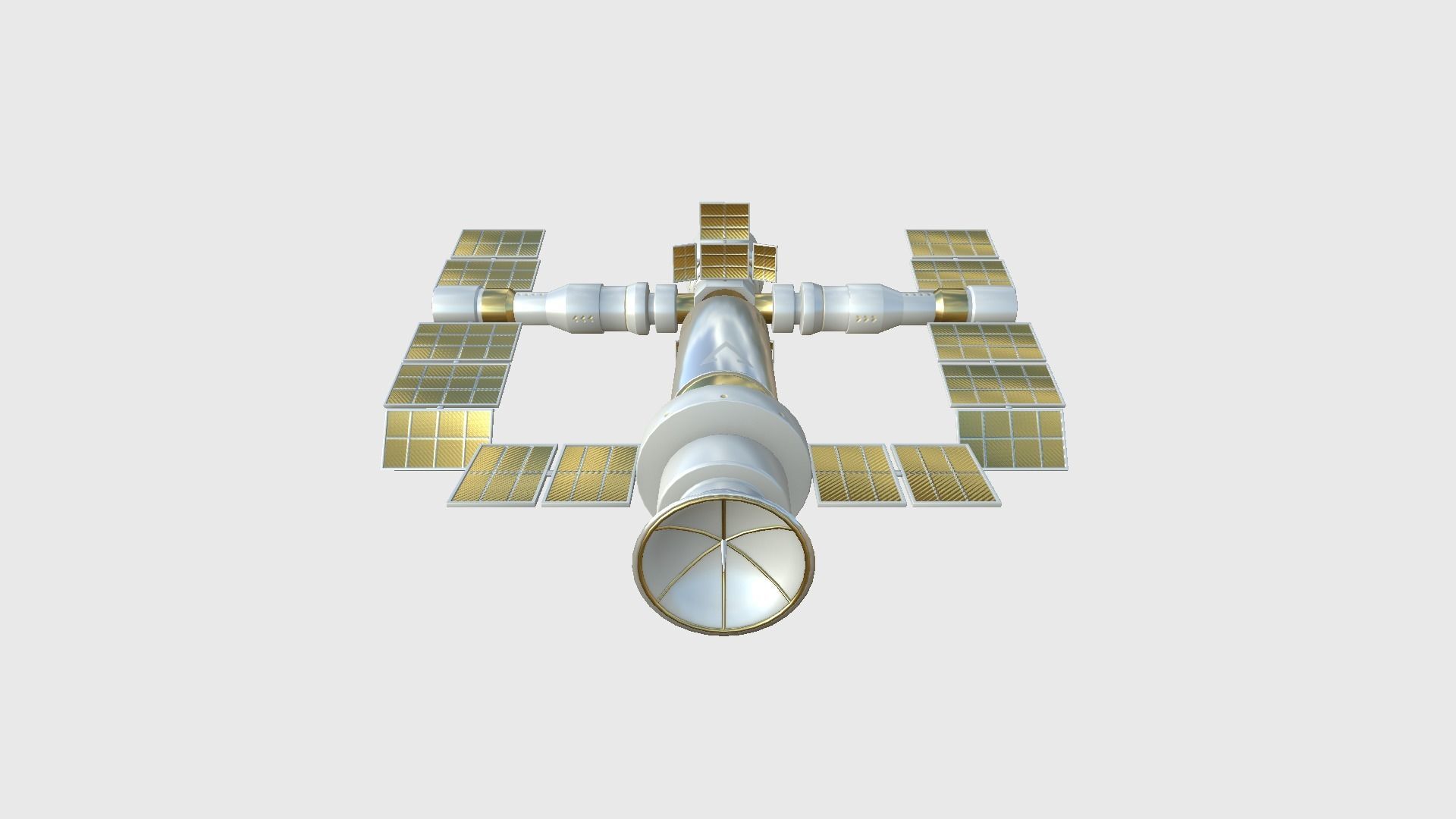 Satellite F02 White Gold - SciFi Space Design Low-poly 3D model_1