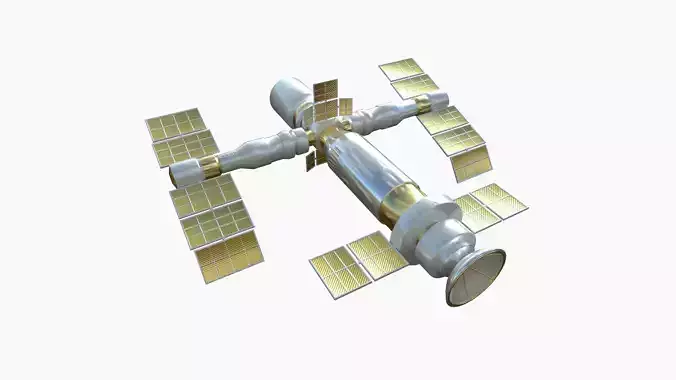 Satellite F02 White Gold - SciFi Space Design Low-poly 3D model