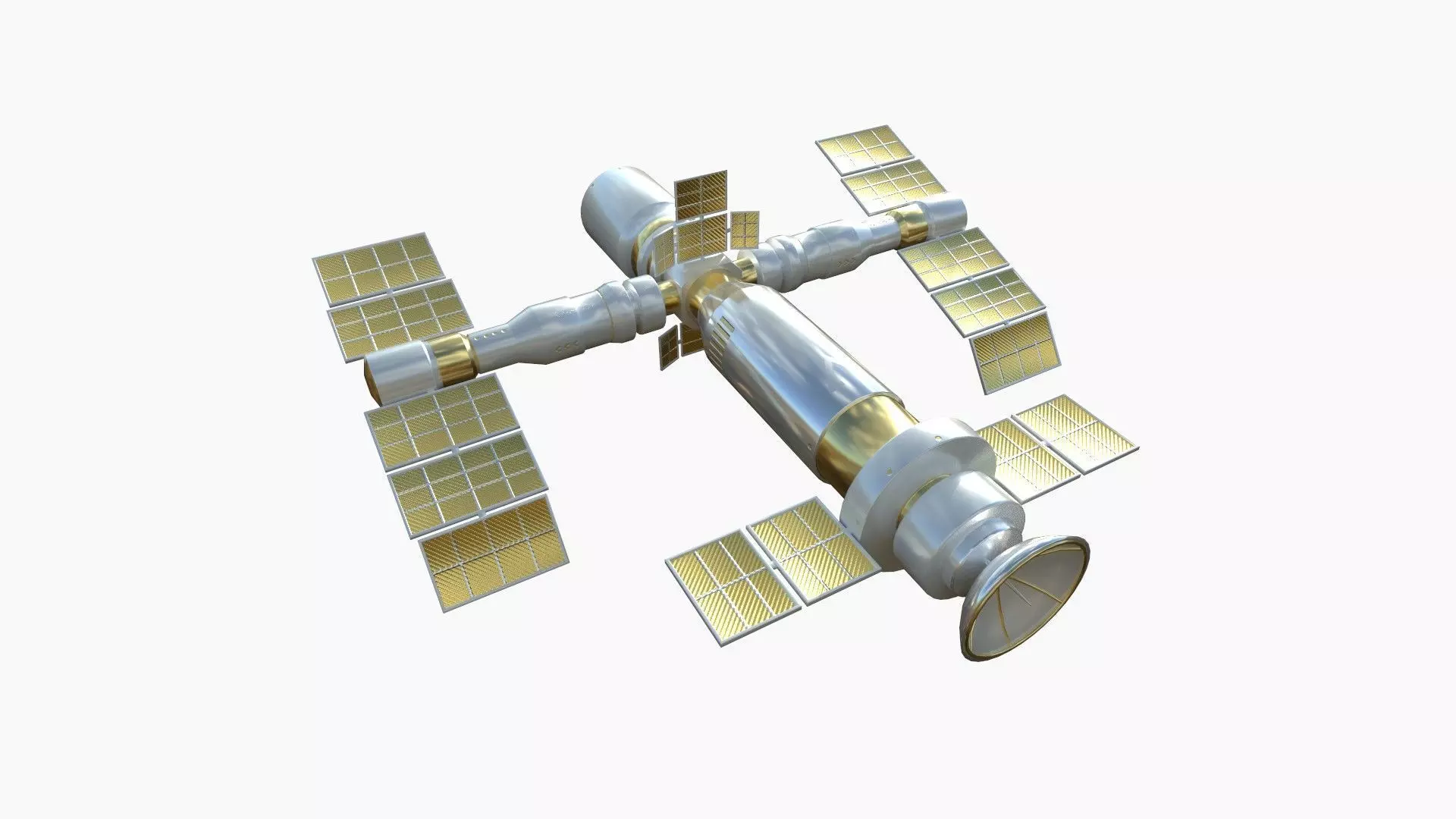 Satellite F02 White Gold - SciFi Space Design Low-poly 3D model_0