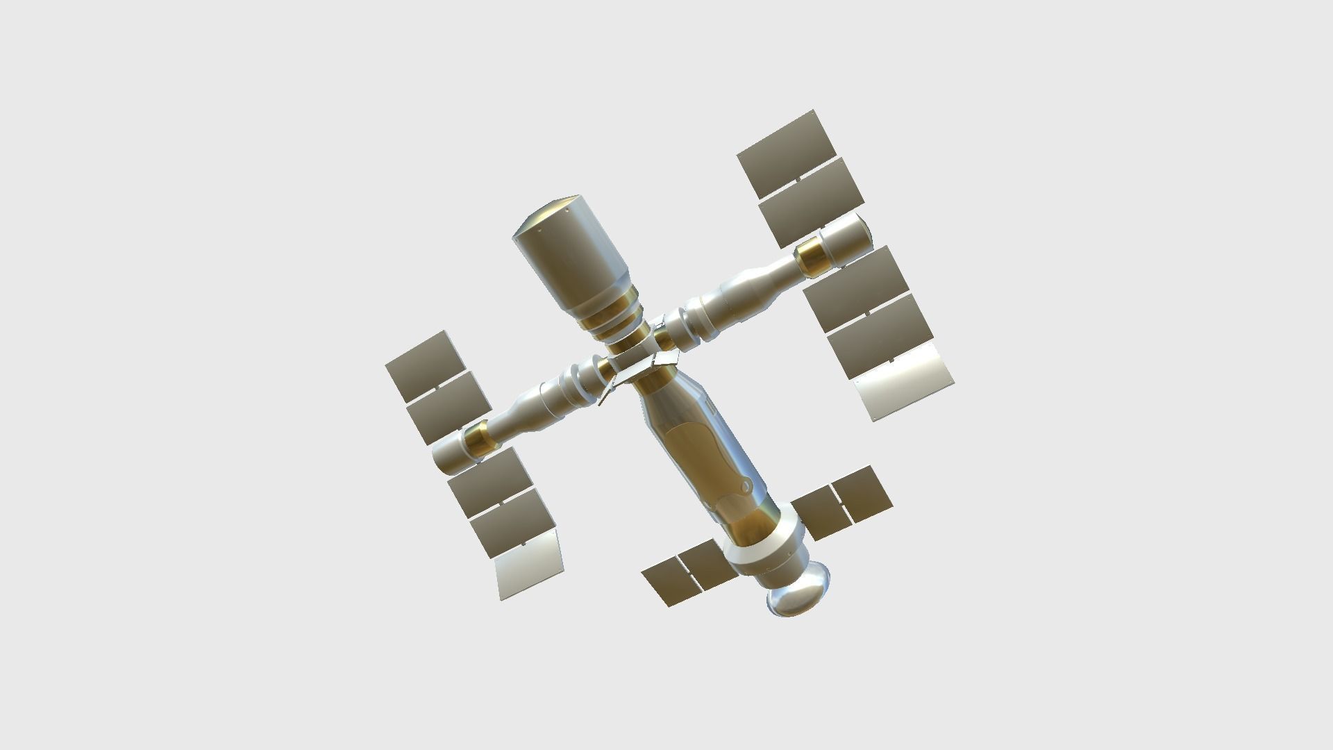 Satellite F02 White Gold - SciFi Space Design Low-poly 3D model_3