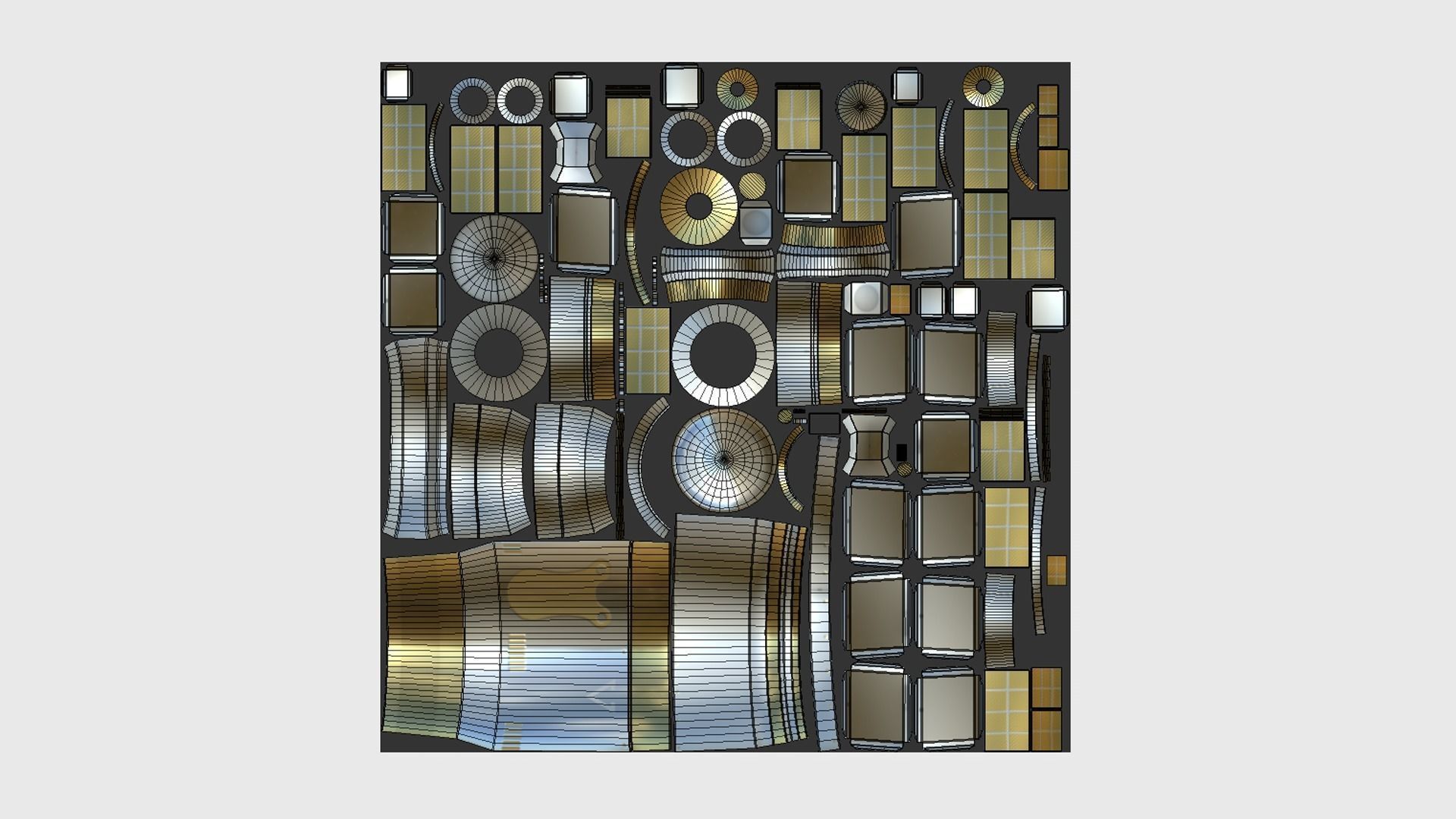 Satellite F02 White Gold - SciFi Space Design Low-poly 3D model_5