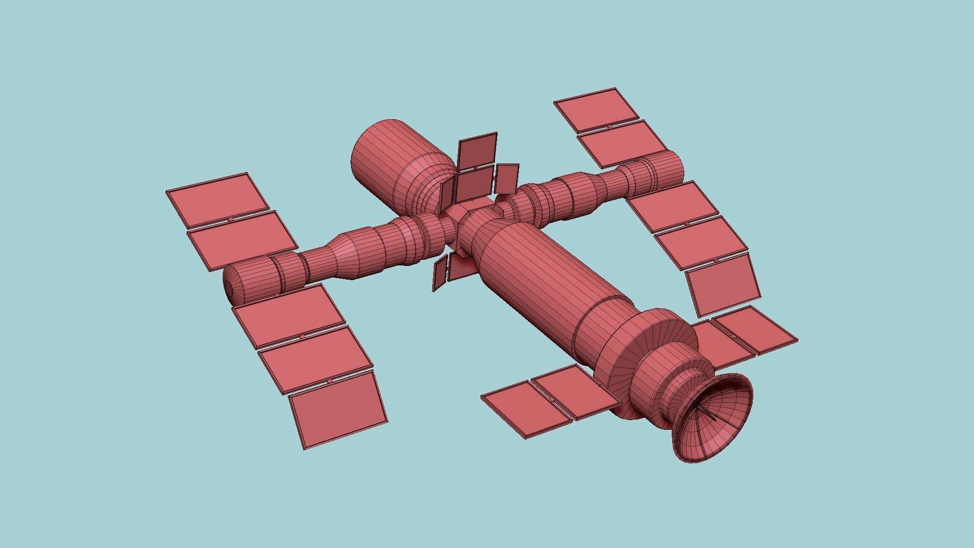 Satellite F02 White Gold - SciFi Space Design Low-poly 3D model_12