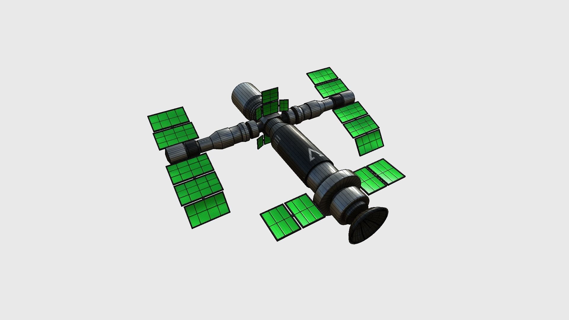 Satellite F01 Steel Green - SciFi Space Design Low-poly 3D model_6