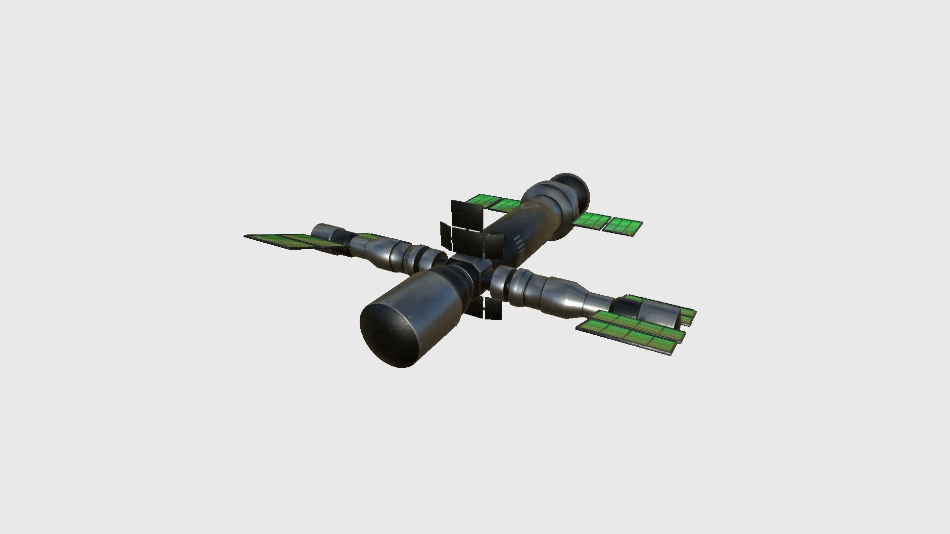 Satellite F01 Steel Green - SciFi Space Design Low-poly 3D model_4