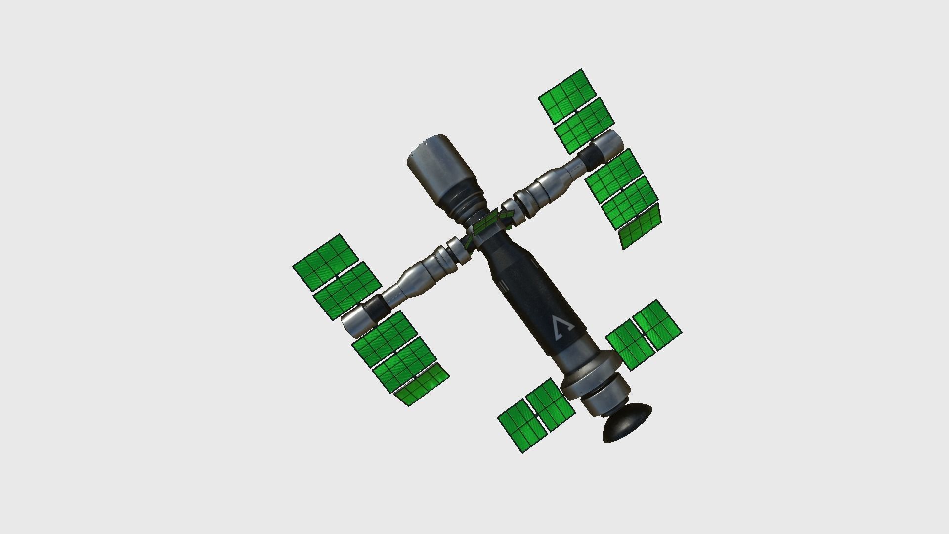 Satellite F01 Steel Green - SciFi Space Design Low-poly 3D model_2