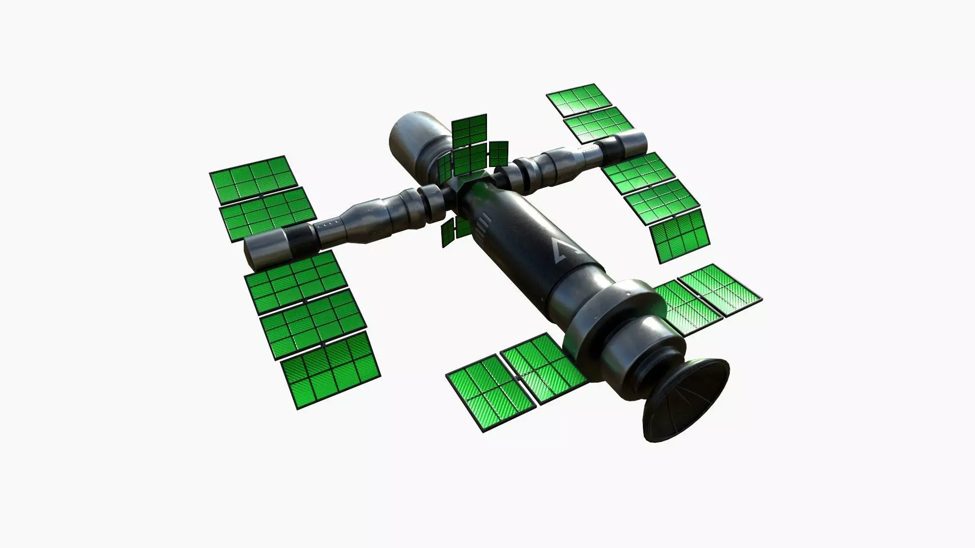 Satellite F01 Steel Green - SciFi Space Design Low-poly 3D model_0