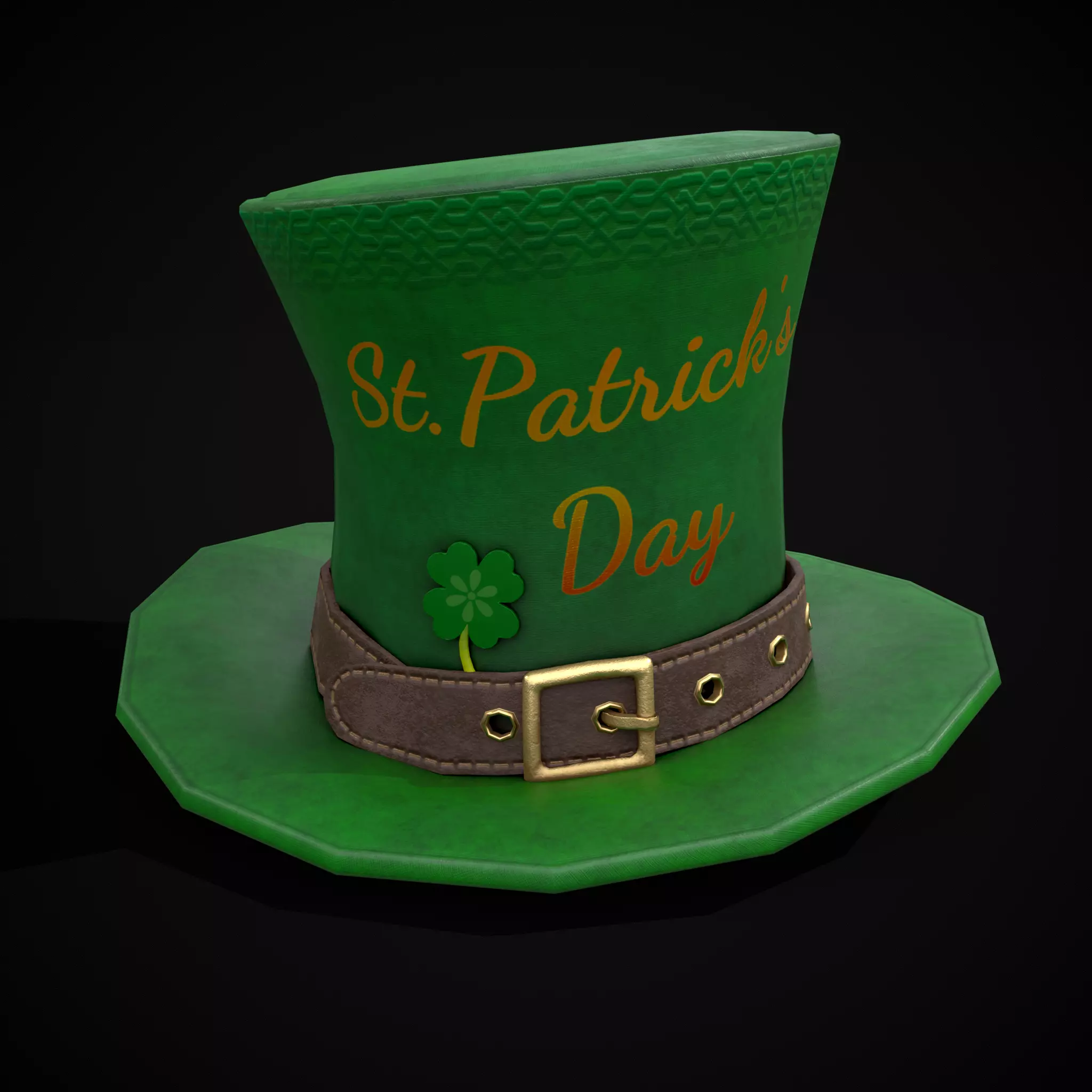 St Patricks Top Hat Low-poly 3D model_0
