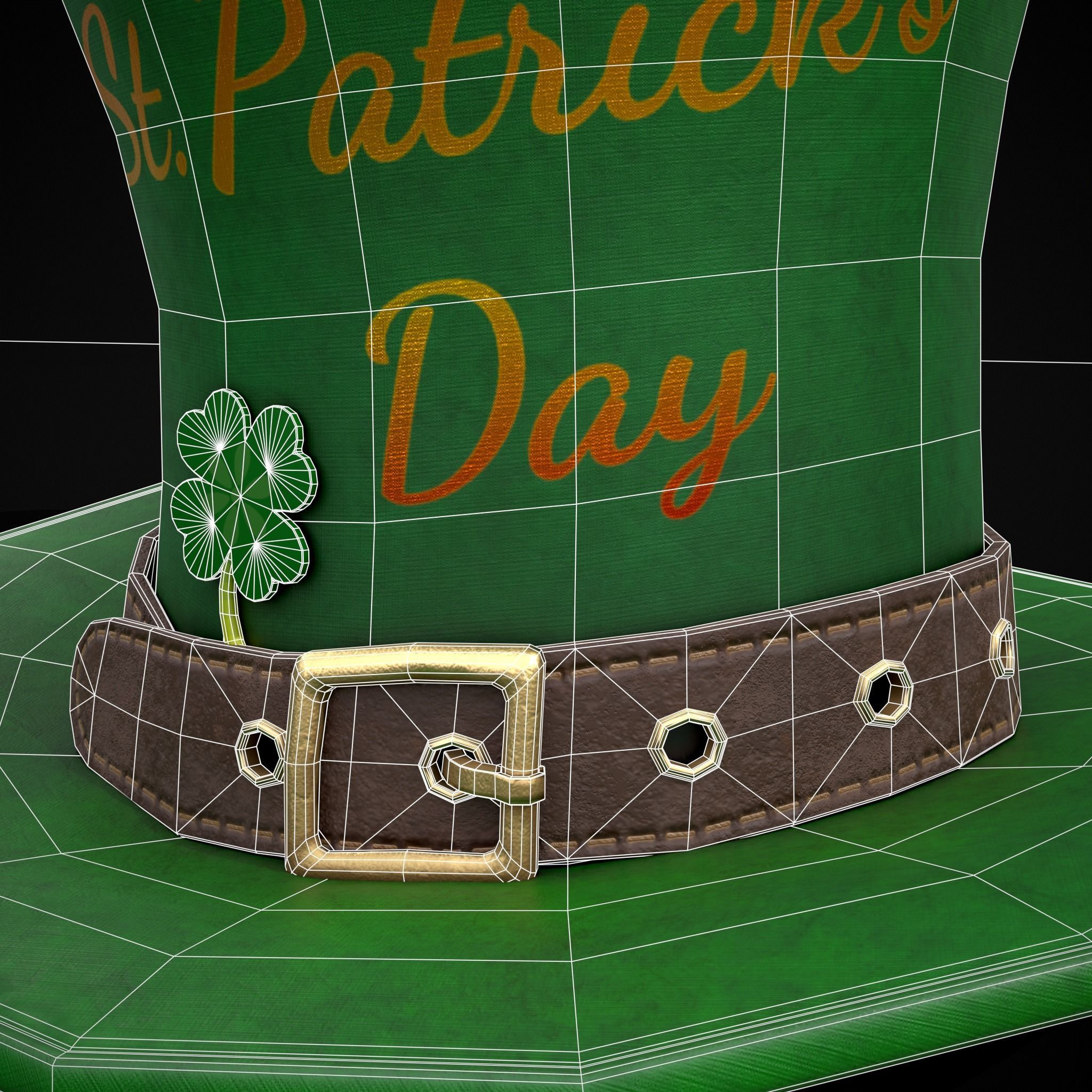 St Patricks Top Hat Low-poly 3D model_16