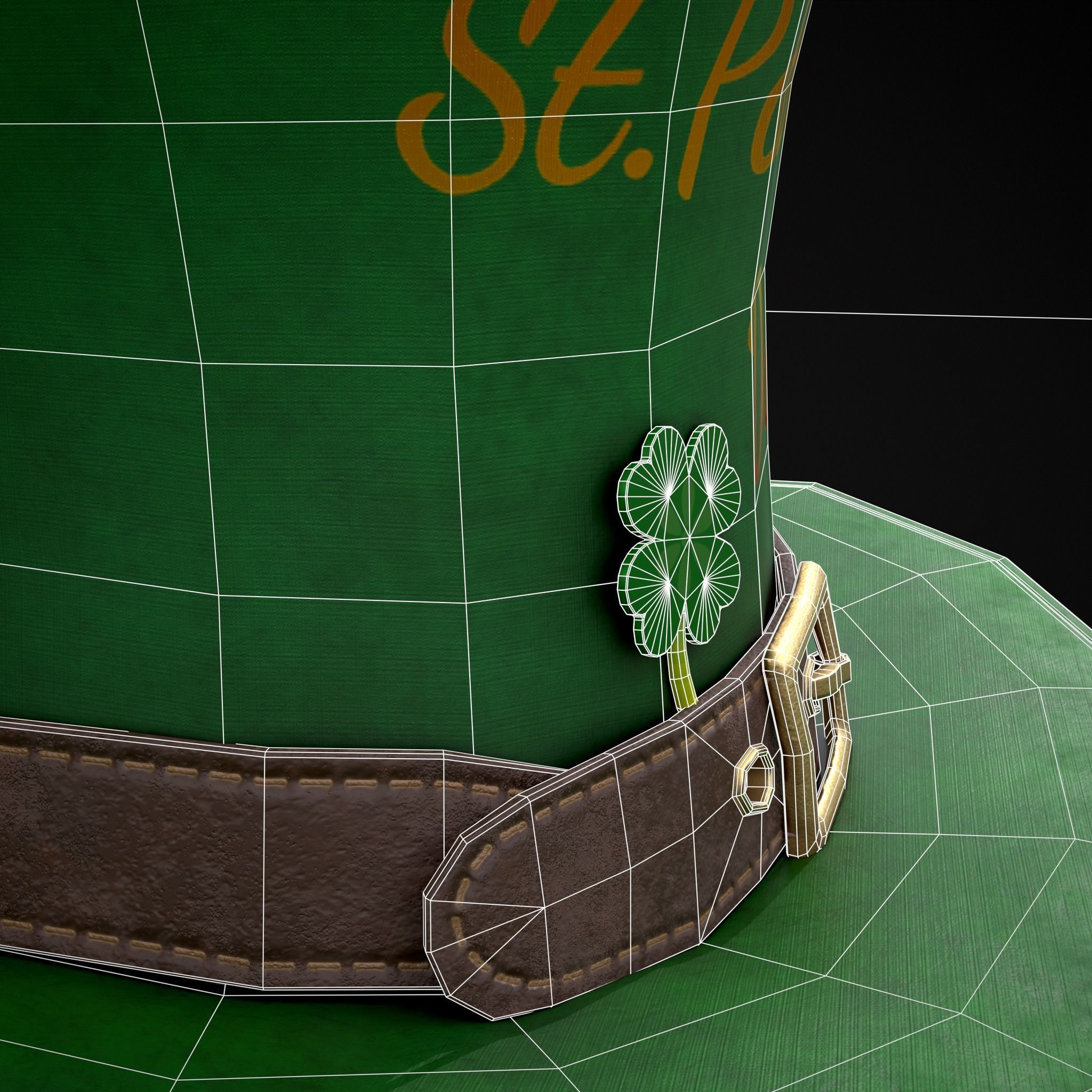 St Patricks Top Hat Low-poly 3D model_14