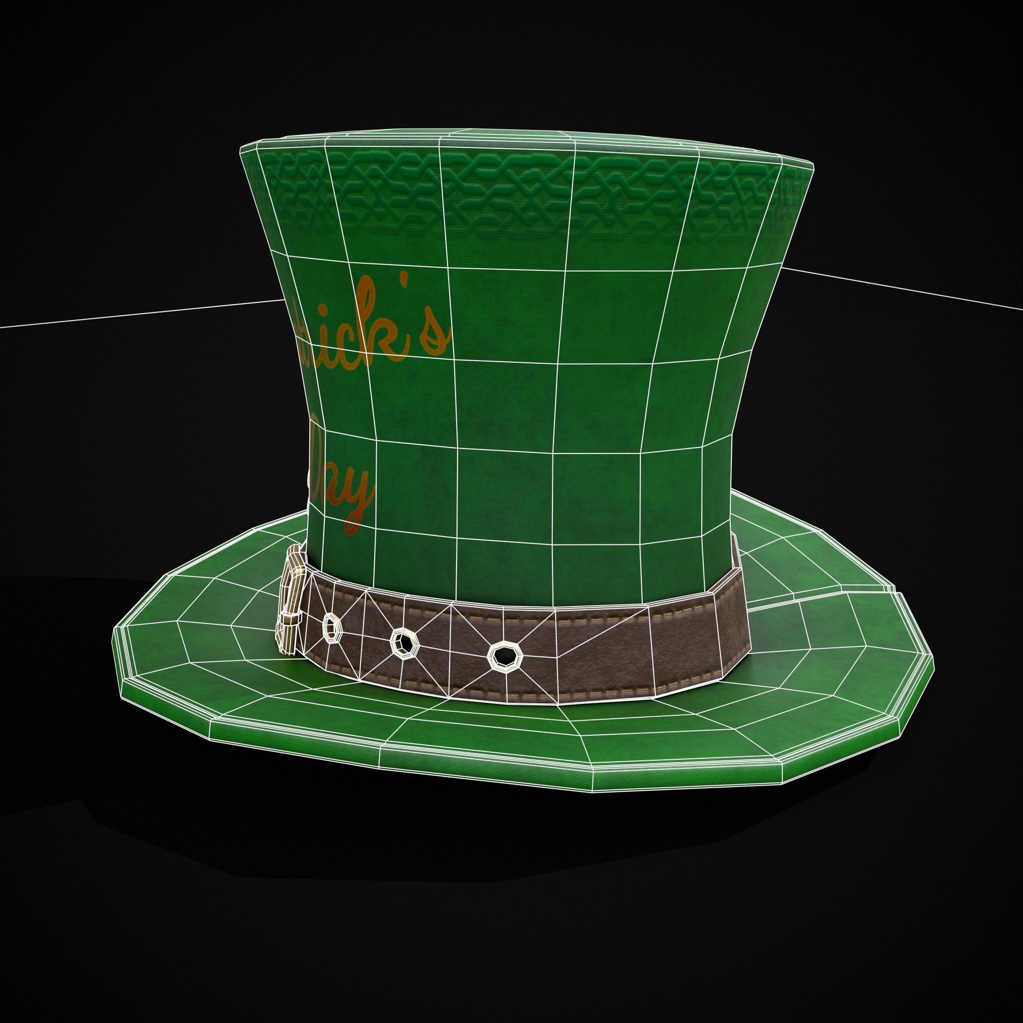 St Patricks Top Hat Low-poly 3D model_8