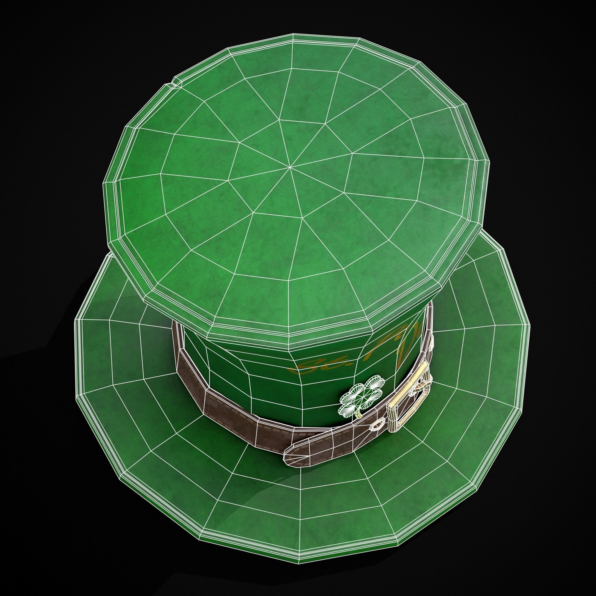St Patricks Top Hat Low-poly 3D model_10