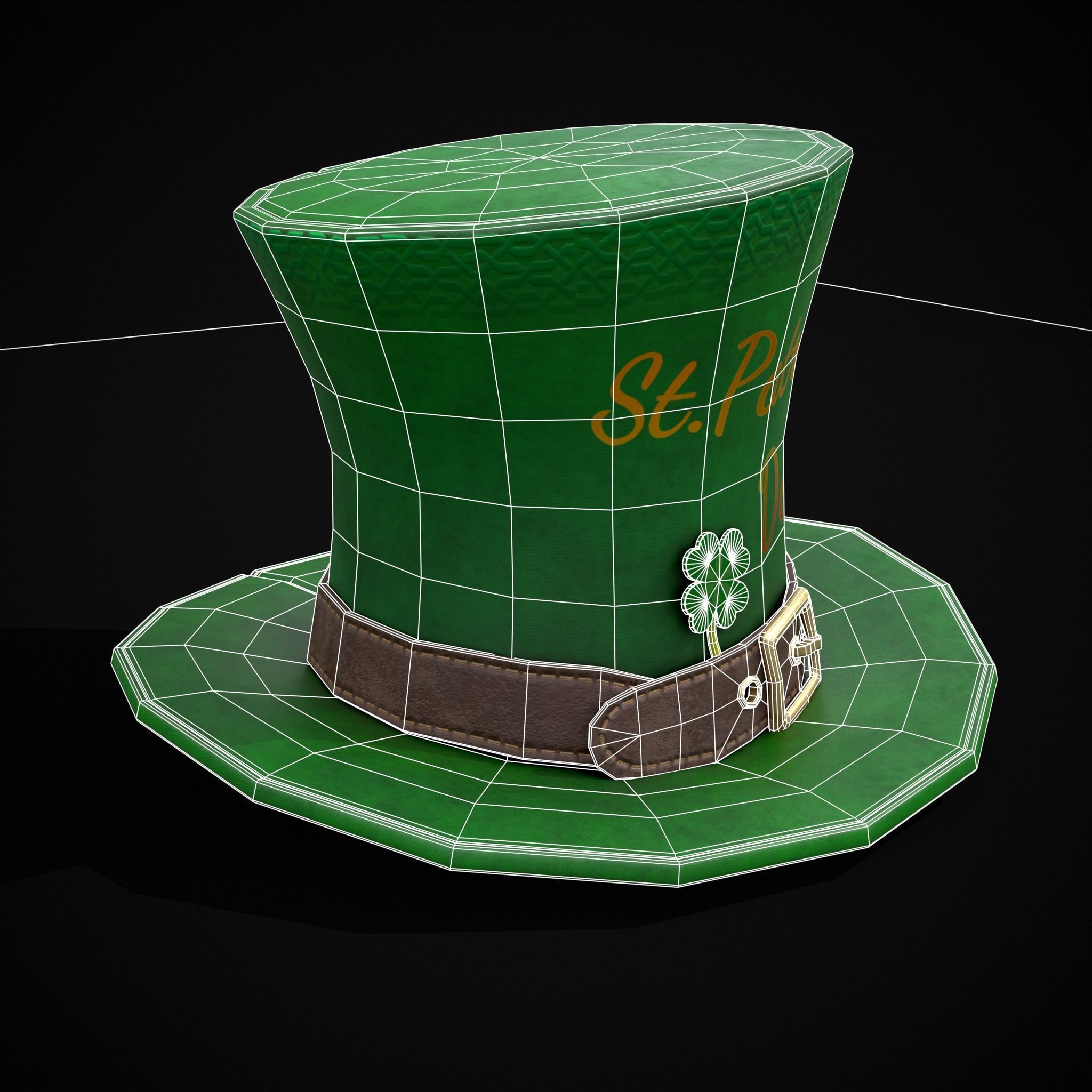 St Patricks Top Hat Low-poly 3D model_4
