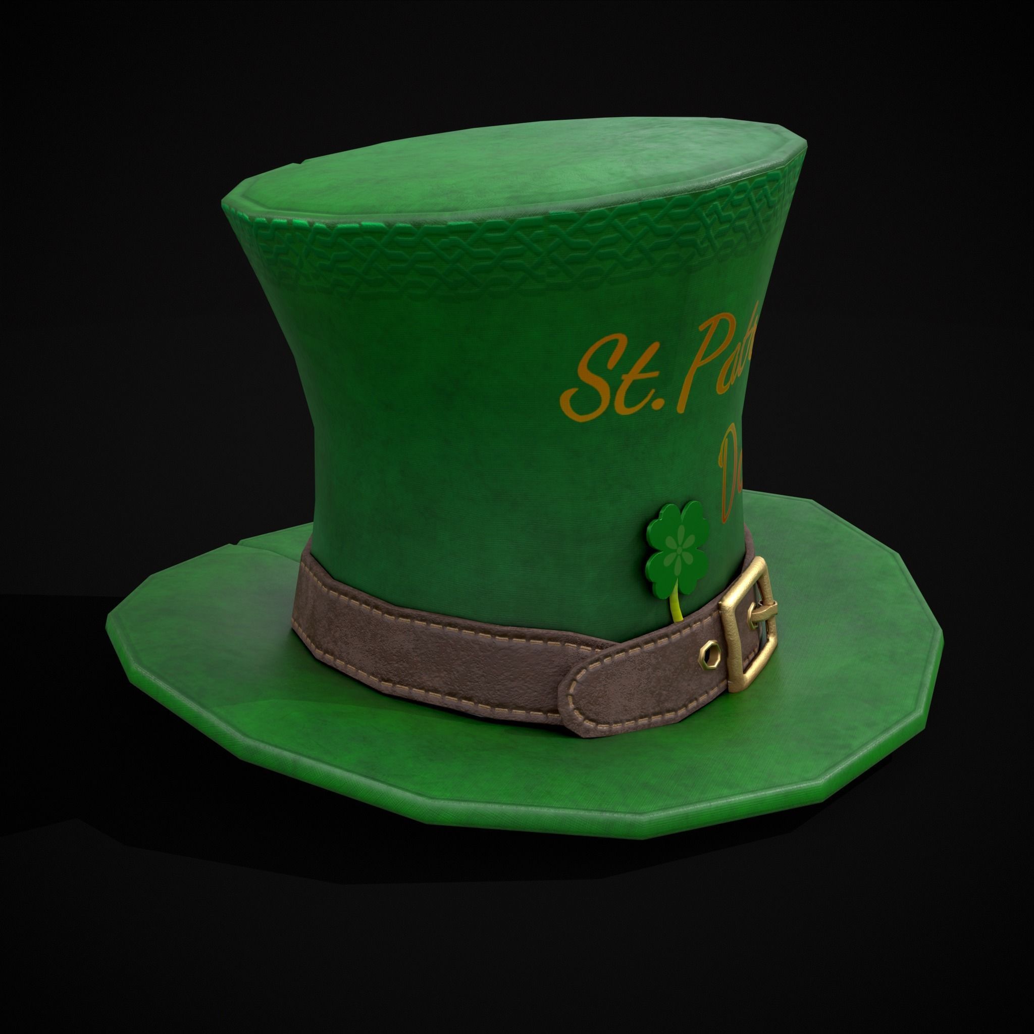 St Patricks Top Hat Low-poly 3D model_3