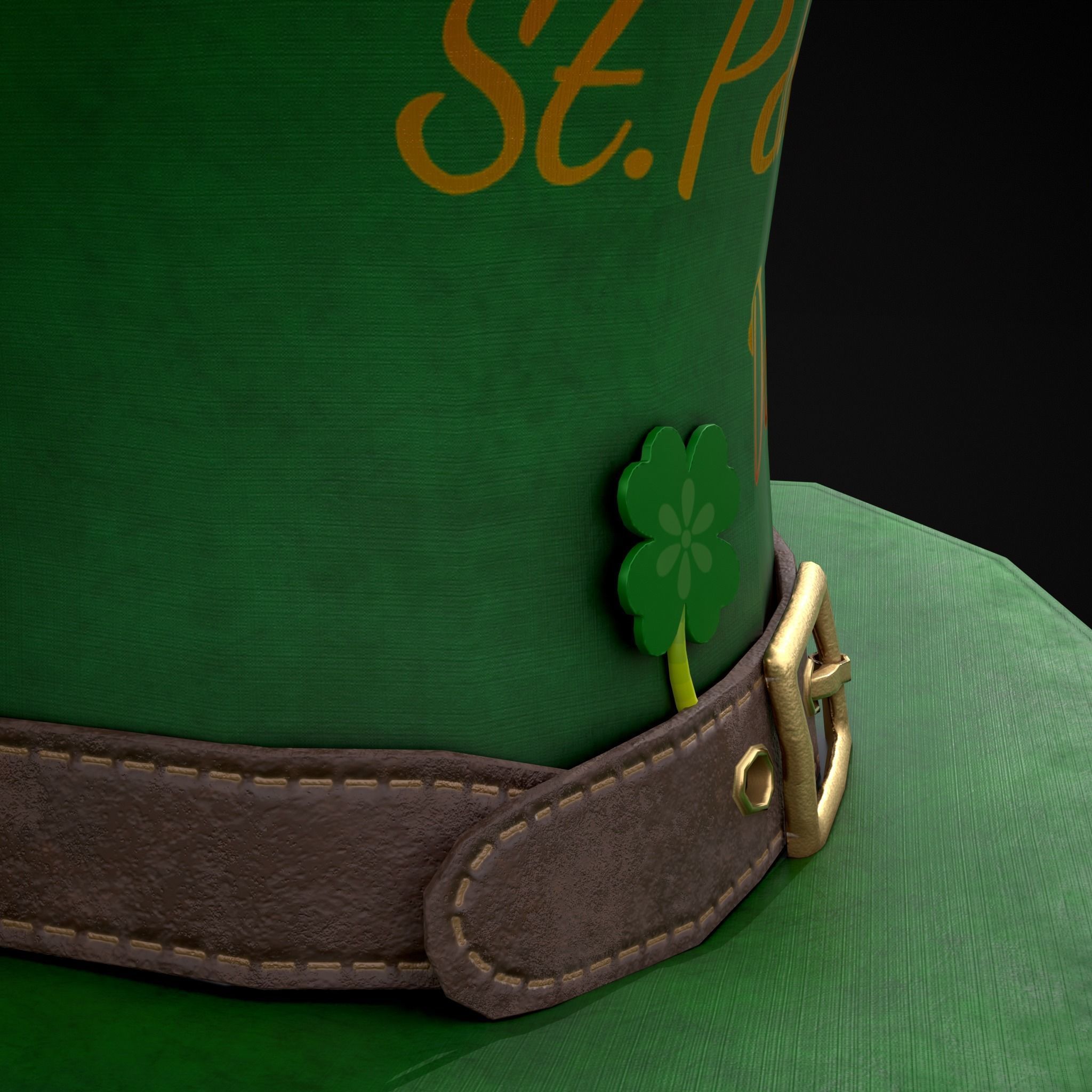 St Patricks Top Hat Low-poly 3D model_13