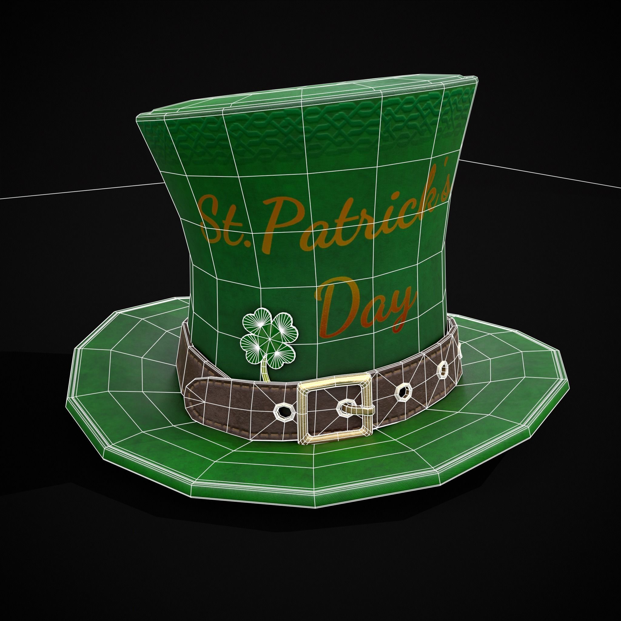 St Patricks Top Hat Low-poly 3D model_2