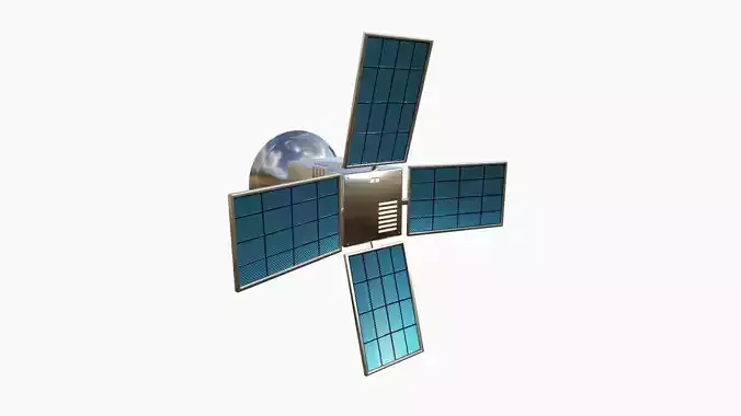 Satellite G08 Aluminum - SciFi Space Design Low-poly 3D model