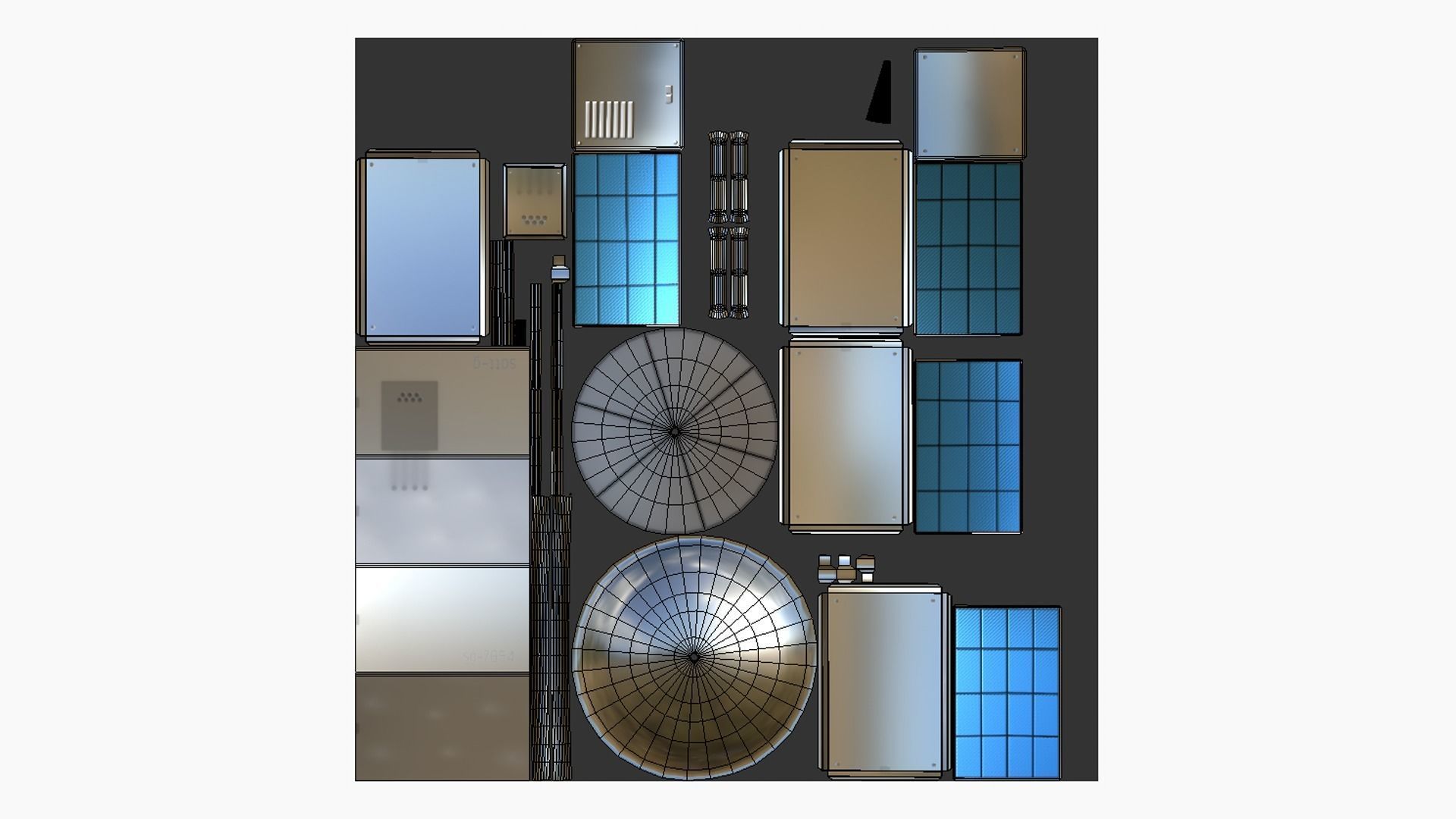 Satellite G08 Aluminum - SciFi Space Design Low-poly 3D model_5