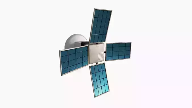 Satellite G07 Dirty Blue - SciFi Space Design Low-poly 3D model