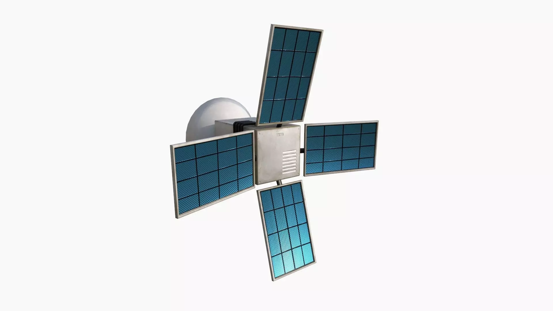 Satellite G07 Dirty Blue - SciFi Space Design Low-poly 3D model_0