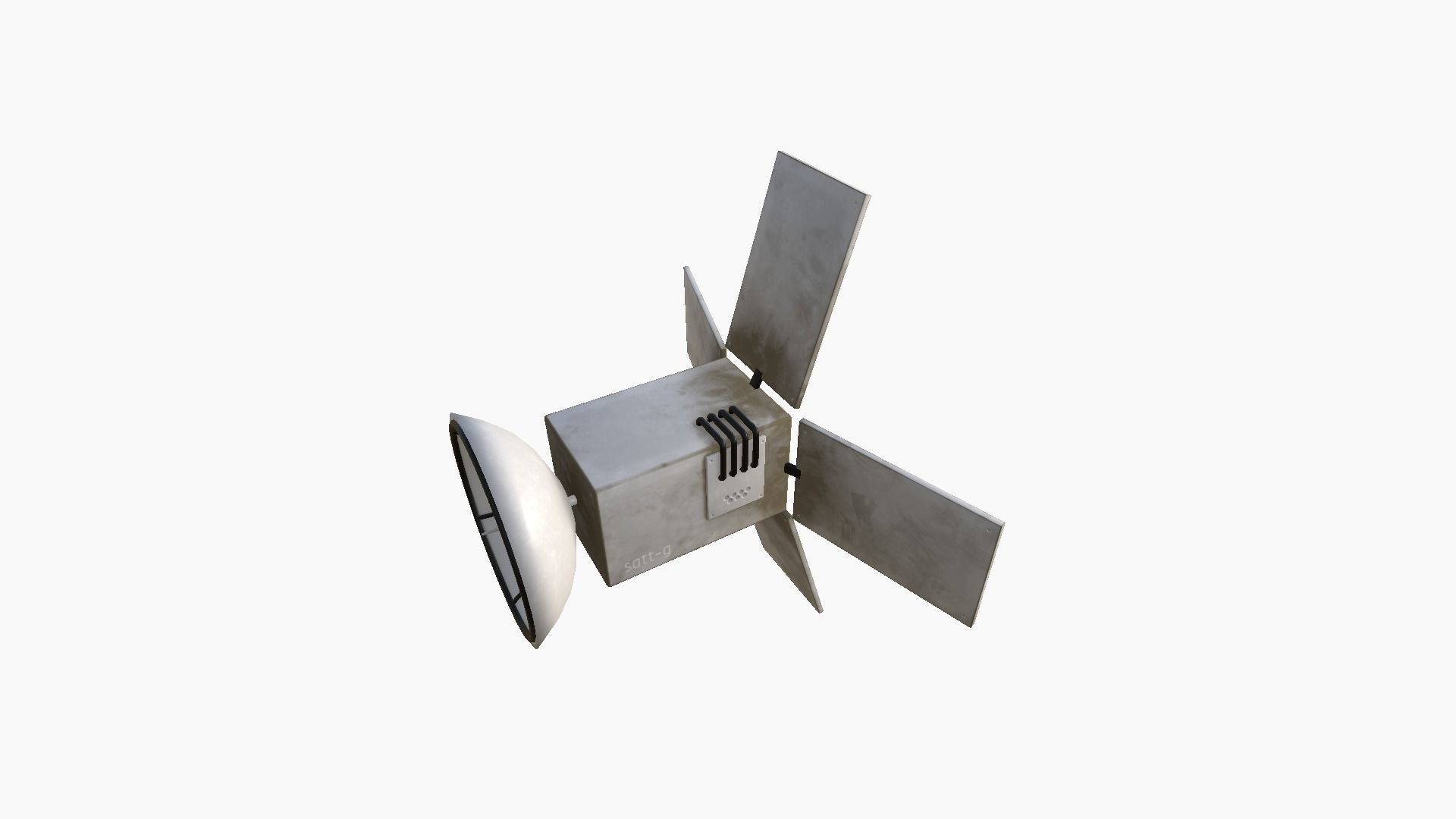 Satellite G07 Dirty Blue - SciFi Space Design Low-poly 3D model_3