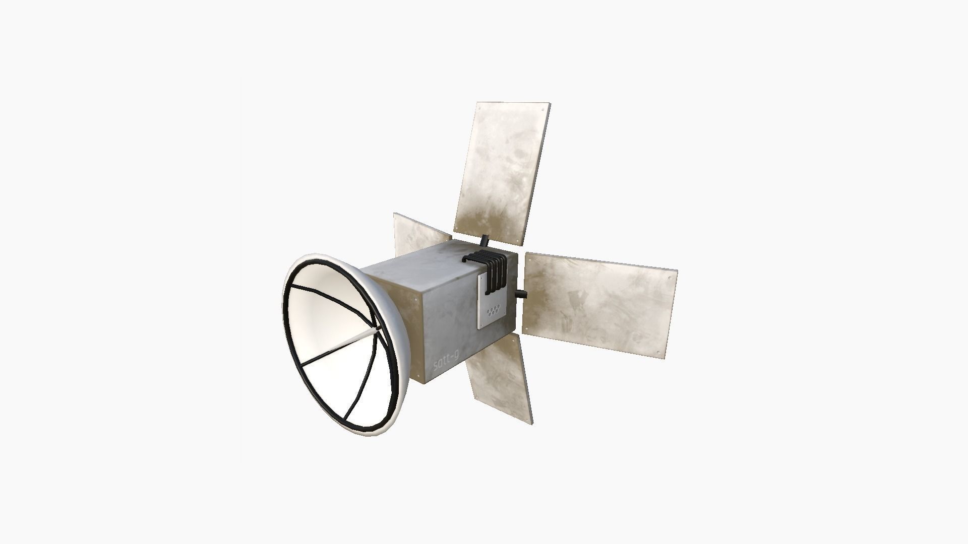 Satellite G07 Dirty Blue - SciFi Space Design Low-poly 3D model_1