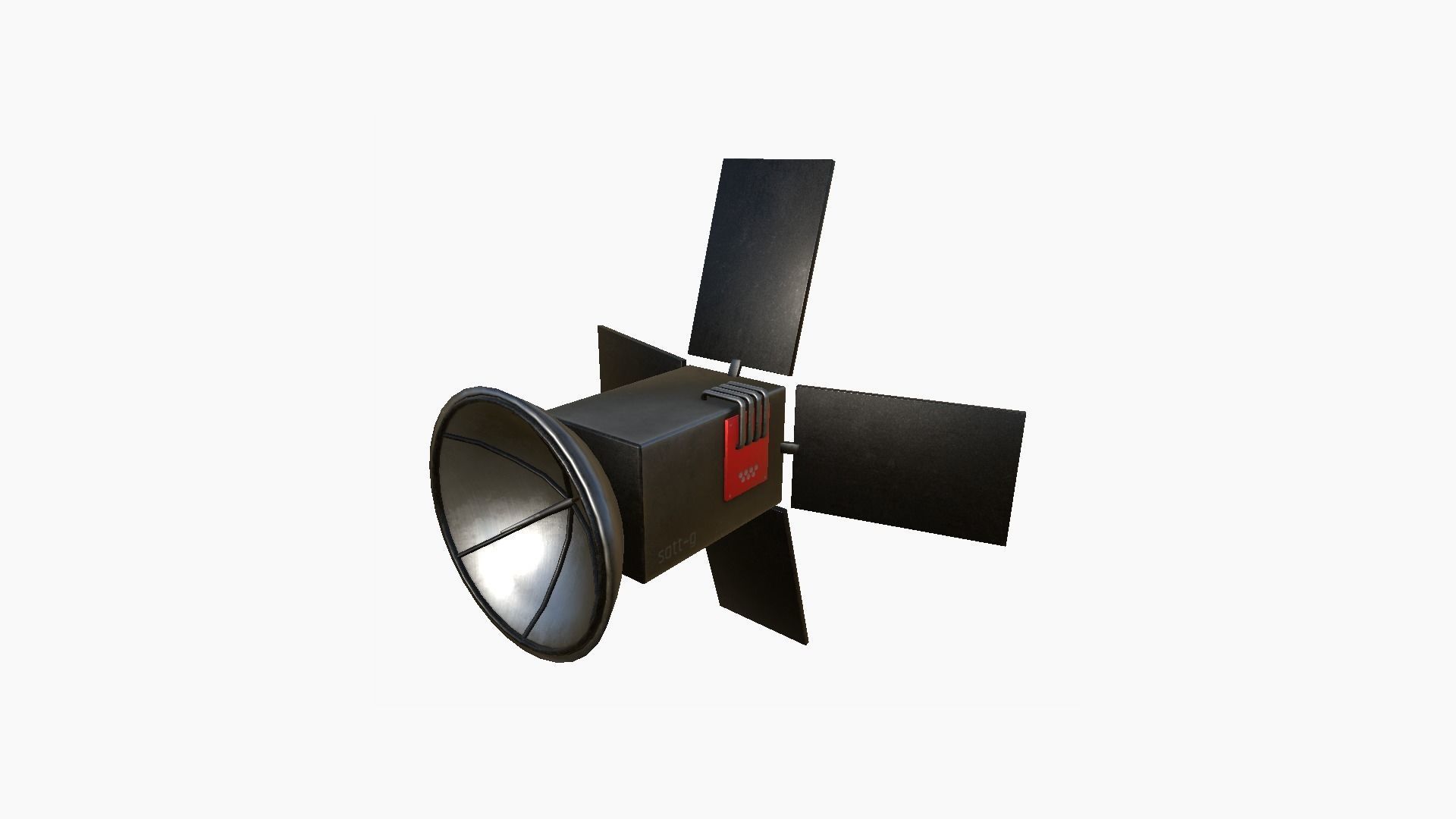 Satellite G04 Steel Red - SciFi Space Design Low-poly 3D model_1