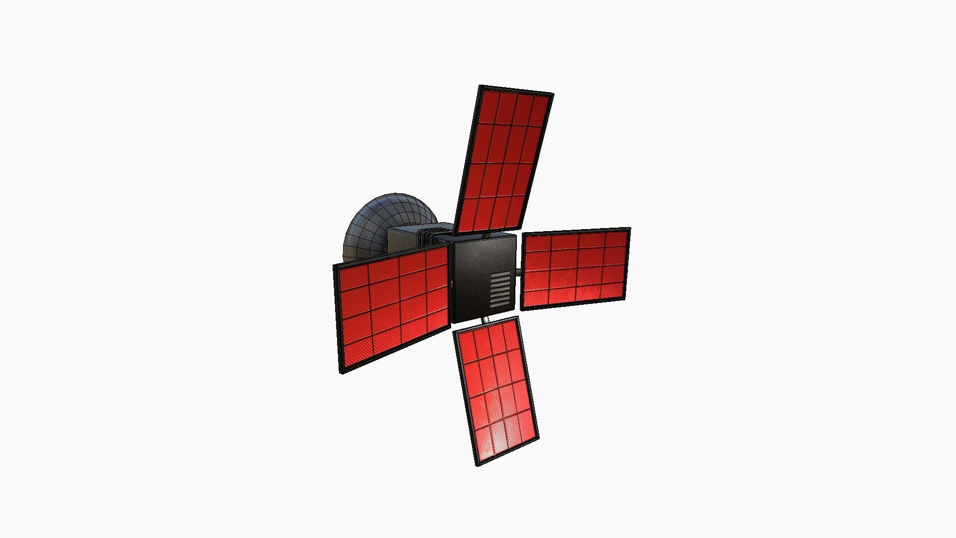 Satellite G04 Steel Red - SciFi Space Design Low-poly 3D model_6