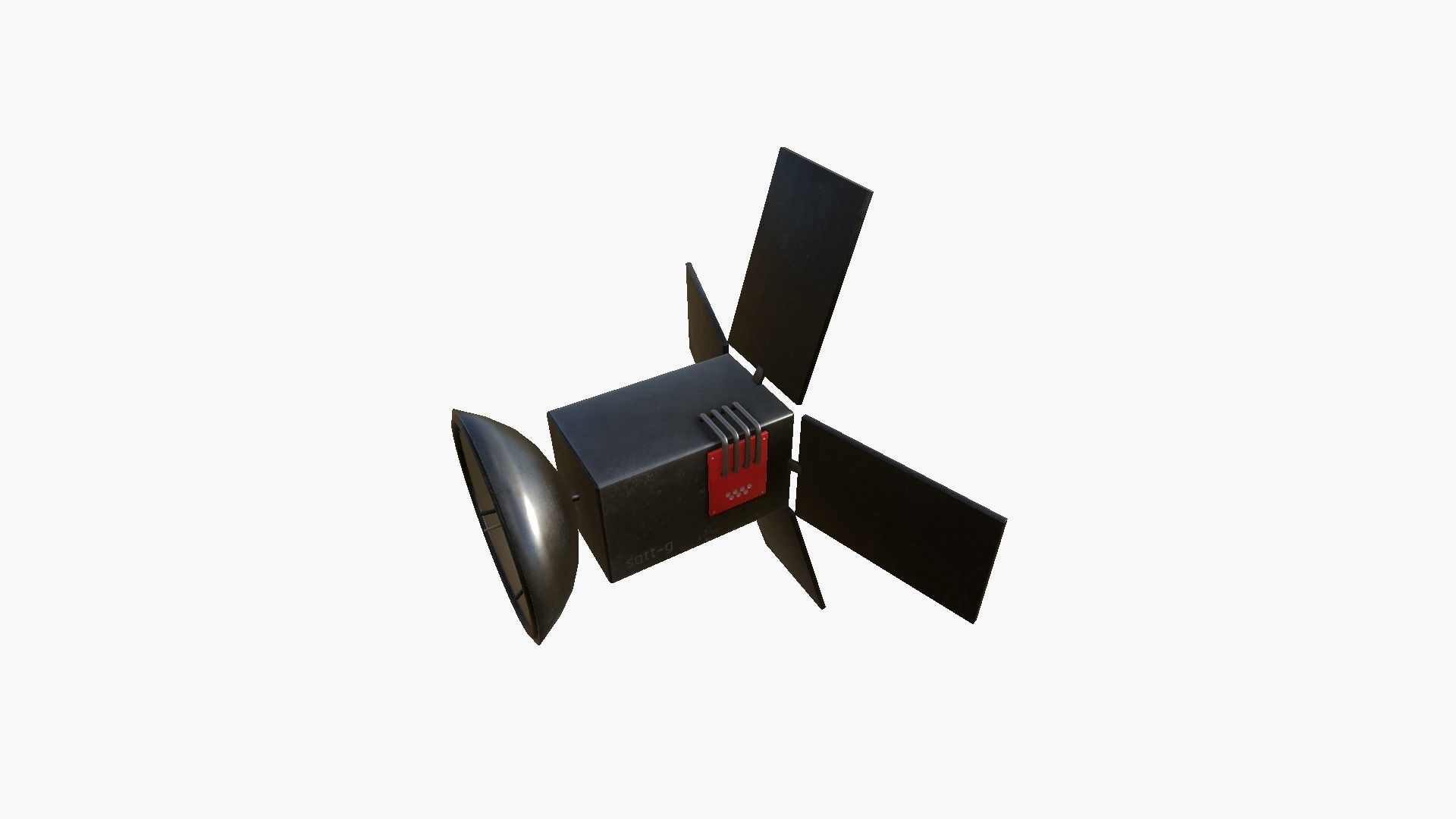 Satellite G04 Steel Red - SciFi Space Design Low-poly 3D model_3